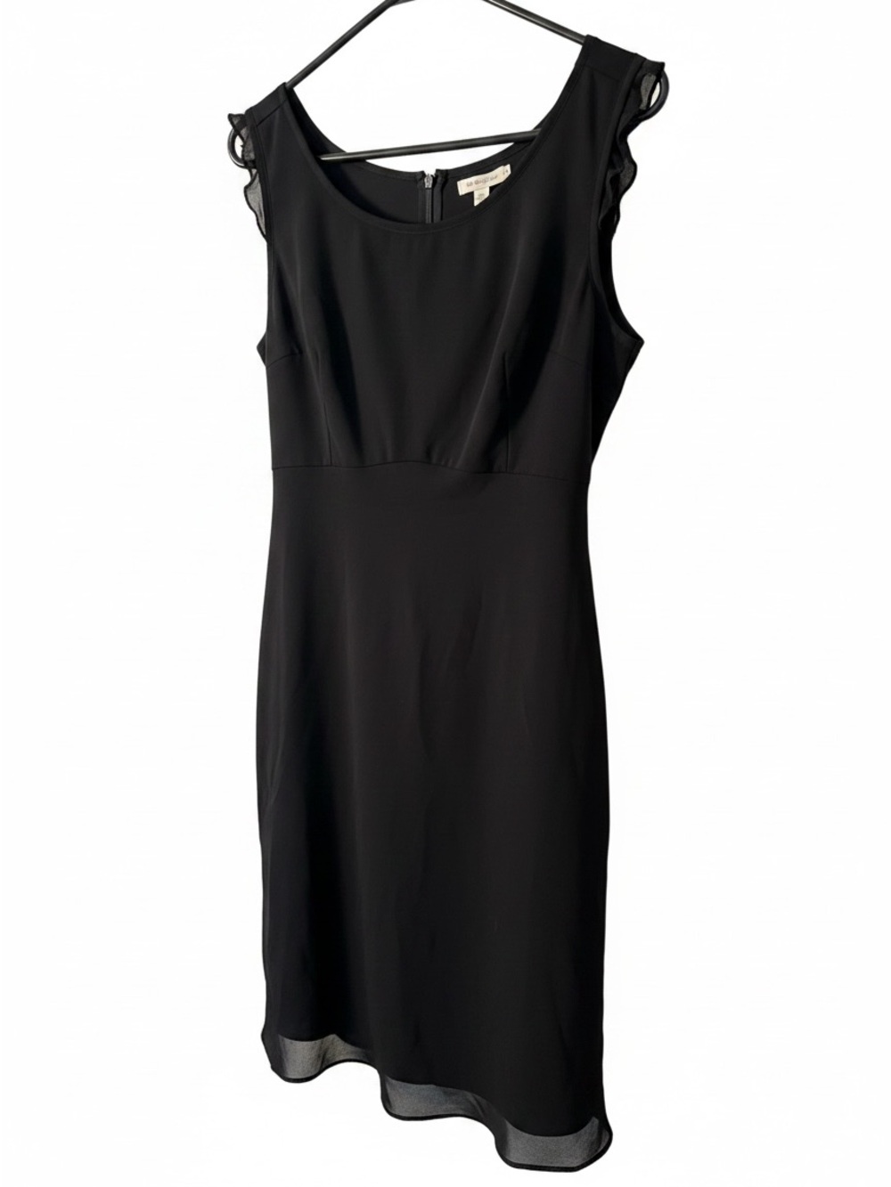 Classic Black Midi Dress with Ruffle Cap Sleeves